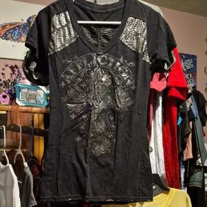 Affliction Black and Silver Short Sleeve Tee